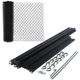 ALEKO KITCLFB9.5G6X50-AP Galvanized Steel Chain Link Fence - Complete Kit - 6x50 ft. - 9.5 AW Gauge - Black