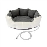 ALEKO PHBED17S-AP Soft Heated Padded Pet Bed - 19X19X7 Inches - White Gray - Small