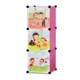 ALEKO SCAB01PK-AP Children's Collapsible Multipurpose Storage Cubes - 3-Level - Play Time Themed - Pink