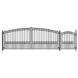ALEKO SET16X4PARD-AP Steel Dual Swing Driveway Gate - PARIS Style - 16 ft with Pedestrian Gate - 5 ft
