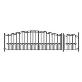 ALEKO SET18X4PARS-AP Steel Single Swing Driveway Gate - PARIS Style - 18 ft with Pedestrian Gate - 5 ft