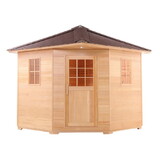 ALEKO SKD8HEM-AP Canadian Hemlock Wet Dry Outdoor Sauna with Asphalt Roof - 8 kW UL Certified Heater - 8 Person