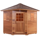 ALEKO SKD8RCED-AP Canadian Red Cedar Wet Dry Outdoor Sauna with Asphalt Roof - 8 kW UL Certified Heater - 8 Person