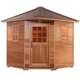 ALEKO SKD8RCED-AP Canadian Red Cedar Wet Dry Outdoor Sauna with Asphalt Roof - 8 kW UL Certified Heater - 8 Person