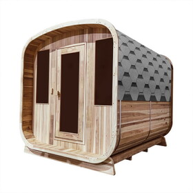 ALEKO SRCE4HULL-AP Outdoor Rustic Cedar Square Sauna - 4 Person - 4.5 kW UL Certified Electric Heater
