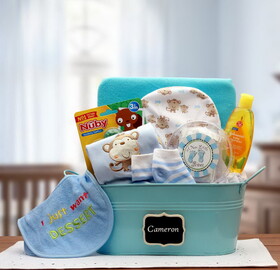 Gift Basket 890633-Blue Baby Basics Gift Pail Blue