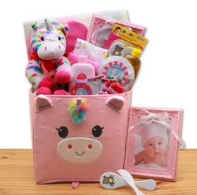 Gift Basket 890711 Dainty Tails New Baby Unicorn Gift Basket