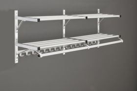 Glaro Modular, Rugged All Aluminum Clothing Racks 2 Shelves w/ Hook Strip 24" Length, 8000B-24SA