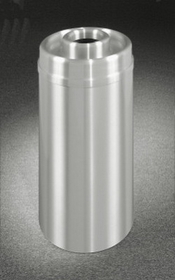 Glaro The "Monte Carlo" Banded, Designer Finish Donut Top Aah/Trash Receptacle with Satin Aluminum Bands & Covers 15" Dia, D1556