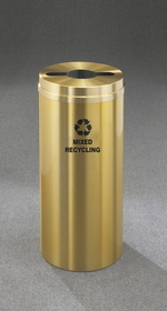 Glaro M-1232 Recycling Receptacle - Recyclepro Single Stream - Mixed Recyclables Opening 2.5" x 9.5" slot w / 5.5" dia. center hole