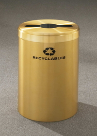Glaro M-2042 Recycling Receptacle - Value Series - Recyclepro Single Stream - Mixed Recyclables Opening 2" x12" slot w / 5.5" dia. center hole