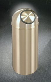 Glaro The "Monte Carlo" Banded, Designer Finish Dome Top Waste Receptacle with Satin Brass Bands & Covers 15" Dia, S1555