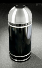 Glaro T1256 The "Monte Carlo" Banded, Open Dome Top Waste Receptacle with Satin Aluminum Bands/Covers 12" Dia