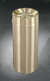 Glaro The "Monte Carlo" Banded, Designer Finish Tip Action Top Waste Receptacle with Satin Brass Bands & Covers 15" Dia, TA1555