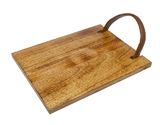 Godinger 64010 Wood Tray With Leather Handle