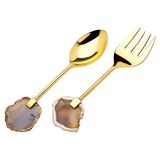 Godinger 70941 Salad Set Agate Handle - Brass