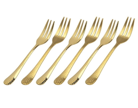 Godinger 80007 S/6 Gold Hammered Cake Forks
