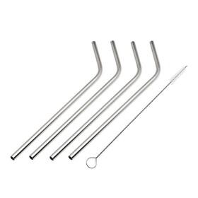 Godinger 91738 S/4 Stainless Straws &amp; Brush
