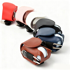 GOGO Golf Ball Bag Pouch with Golf Tee Holder Leather Golf Ball Pouch with Belt Clip Golf Ball Bag for Men and Women Storage