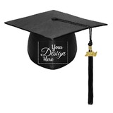 TOPTIE Custom Adult Graduation Hat Black Grad Caps for Bachelor and College