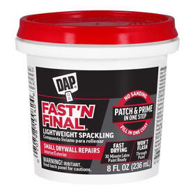 DAP 7079812140 Fast 'N Final Ready to Use White Lightweight Spackling Compound 8 oz