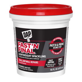 DAP 7079812141 Fast 'N Final Ready to Use White Lightweight Spackling Compound 16 oz