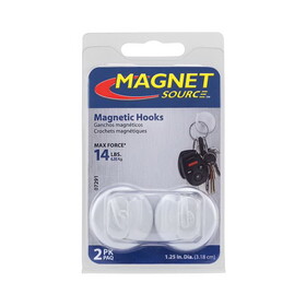 Magnet Source 07291 1.4 in. L X 1.25 in. W White Magnetic Hooks 14 lb. pull 2 pk
