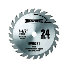 Rockwell RW9281 4-1/2 in. D X 3/8 in. Versacut Carbide Tipped Circular Saw Blade 24 teeth 1 pc