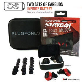 Plugfones PSD-BRBB Sovereign Duo 22 dB Nylon/Silicone/Soft Foam True Wireless Earplugs Black/Red 2 pair