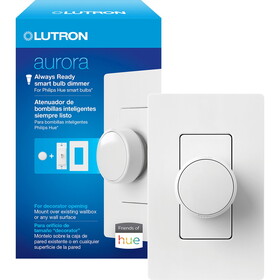 Lutron Z3-1BRL-PKGD-WH Aurora White Paddle Smart-Enabled Dimmer 1 pk