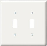 LEVITON 00PJ2-00W White 2 gang Nylon Toggle Wall Plate 1 pk