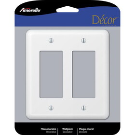 Amerelle 935RRW Devon White 2 gang Stamped Steel Decorator Wall Plate 1 pk