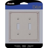 Amerelle 74TTBN Imperial Bead Brushed Nickel 2 gang Die-Cast Metal Toggle Wall Plate 1 pk