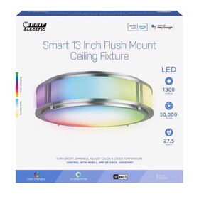 Feit Electric FM13/RGBW/NK/AGFeit Smart Home 3 in. H X 13 in. W X 13 in. L Nickel Smart-Enabled Ceiling Fixture
