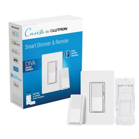Lutron DVRF-PKG1D-WH-R Diva 3-Way Smart-Enabled Dimmer and Remote White 1 pk