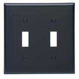 LEVITON 80709-00E Black 2 gang Nylon Toggle Wall Plate 1 pk
