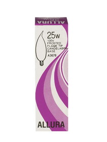 Satco 03678 ALLURA 25 W CA9 Chandelier Incandescent Bulb E12 (Candelabra) Soft White 1 pk