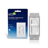 LEVITON C22-06672-1LW Decora SureSlide White 600 W Slide Dimmer Switch 1 pk