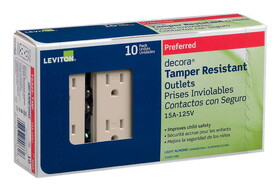 LEVITON T5325-TMP Decora 15 amps 125 V Duplex Light Almond Outlet 5-15R 10 pk