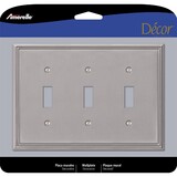 Amerelle 77TTTBN Metro Brushed Nickel 3 gang Die-Cast Metal Toggle Wall Plate 1 pk