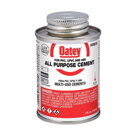 OATEY 30818 Clear All-Purpose Cement For ABS/CPVC/PVC 4 oz