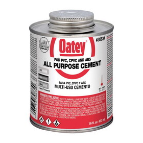 OATEY 30834 Clear All-Purpose Cement For ABS/CPVC/PVC 16 oz