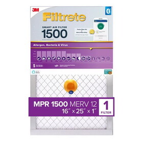 Filtrete S-2001-4 16 in. W X 25 in. H X 1 in. D Polypropylene 1500 MPR Smart Air Filter 1 pk