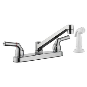 HOME PLUS 1815-30CP-N Two Handle Chrome Kitchen Faucet Side Sprayer Included