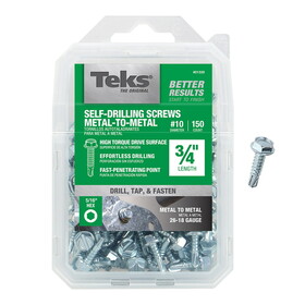 TEKS 21320Teks No. 10 in. X 3/4 in. L Hex Hex Washer Head Sheet Metal Screws 150 pk