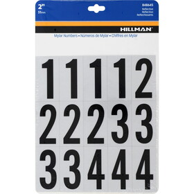 Hillman 848645 2 in. Reflective Black Vinyl Self-Adhesive Number Set 0-9 35 pc