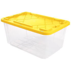 Greenmade 691331 27 gal Clear/Yellow Snap Lock Storage Box 14.7 in. H X 20.4 in. W X 30.4 in. D Stackable
