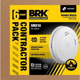 BRK First Alert 1046739BRK Battery-Powered Photoelectric Smoke Detector 6 pk