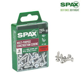 Spax 4111010350162 No. 6 X 5/8 in. L Phillips/Square Zinc-Plated Serrated Multi-Material Screw 50 pk
