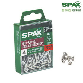 Spax 4111010400202 No. 8 X 3/4 in. L Phillips/Square Zinc-Plated Serrated Multi-Material Screw 35 pk
